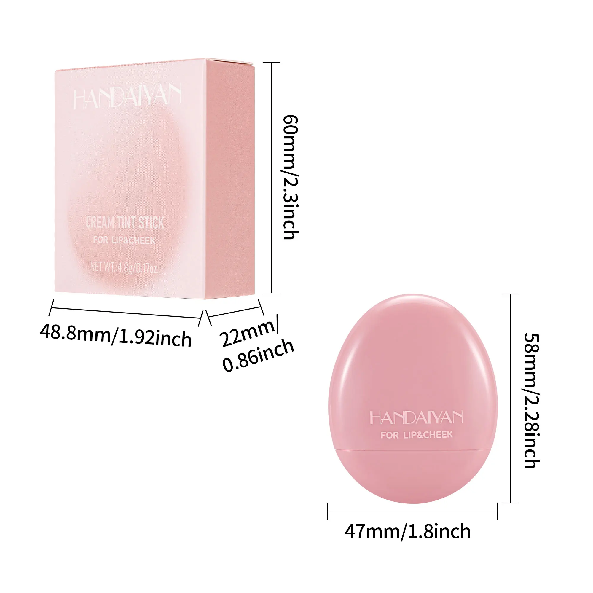 HANDAIYAN Rubor de guijarro rosa mate de 5 colores resistente al agua y al sudor Fácil aplicación de doble uso para labios y mejillas