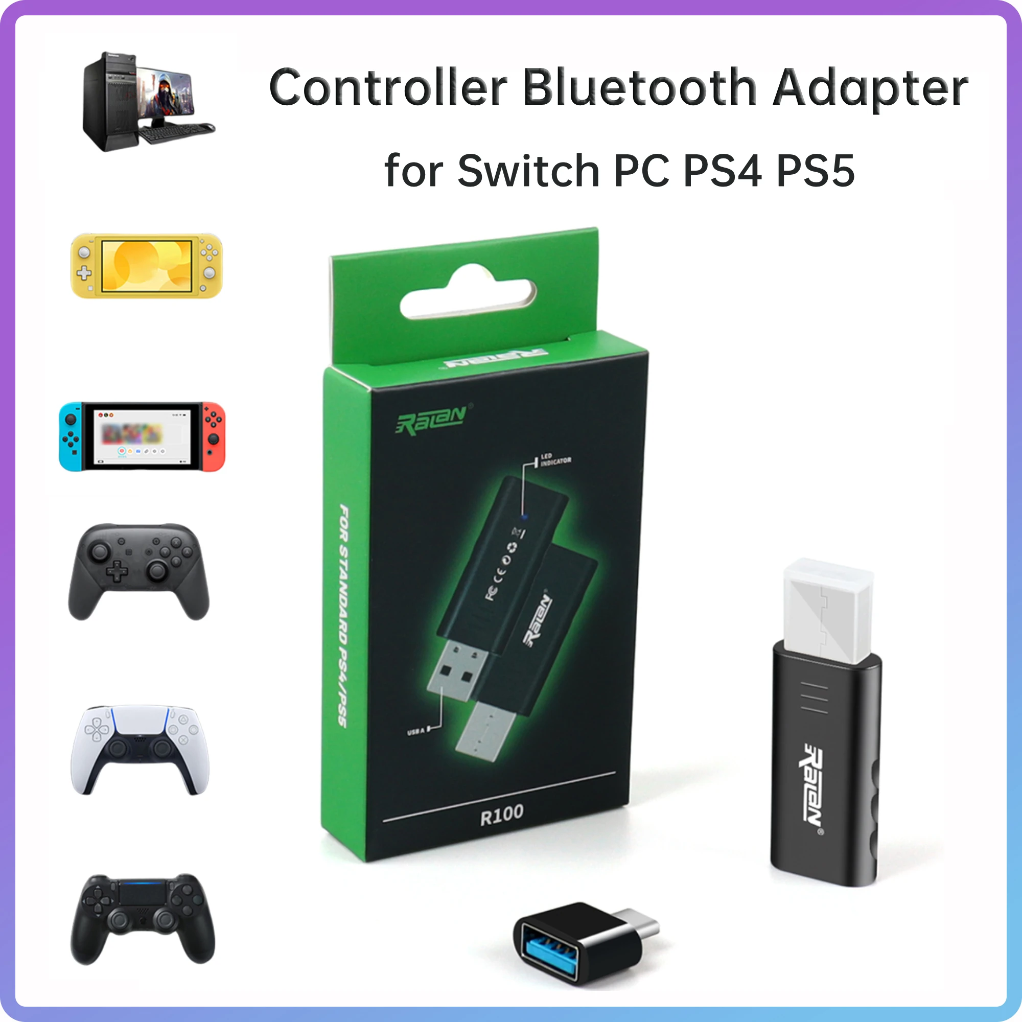 

USB Bluetooth Adapter for Switch/Playstation 4/Ps5/PC Audio Converter Receiver Gamepad Wireless Adapters for PS4/PS5 Accessories