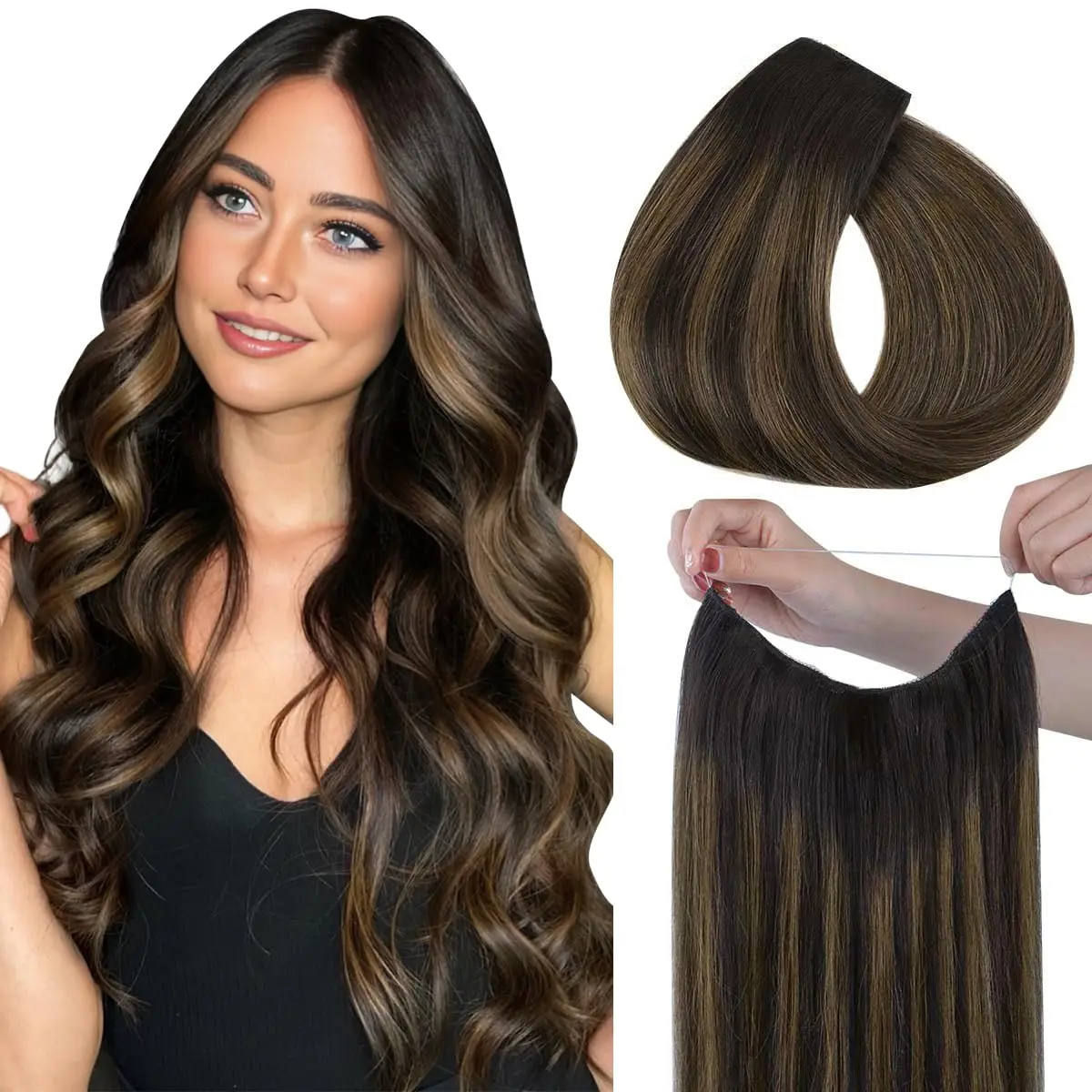 

Human Hair One Piece Fish Line Extensions | Easy To Apply Thin Weft For Instant Volume