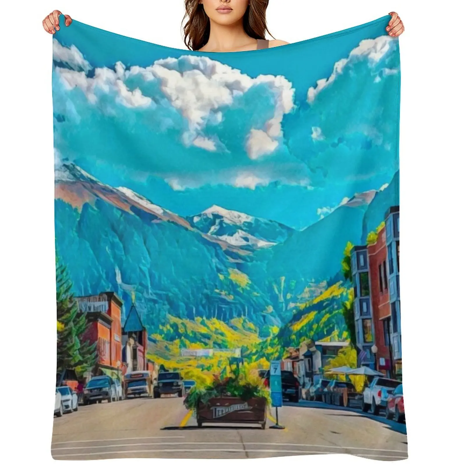 

Telluride Colorado Throw Blanket blankets ands Camping For Sofa Thin manga Blankets