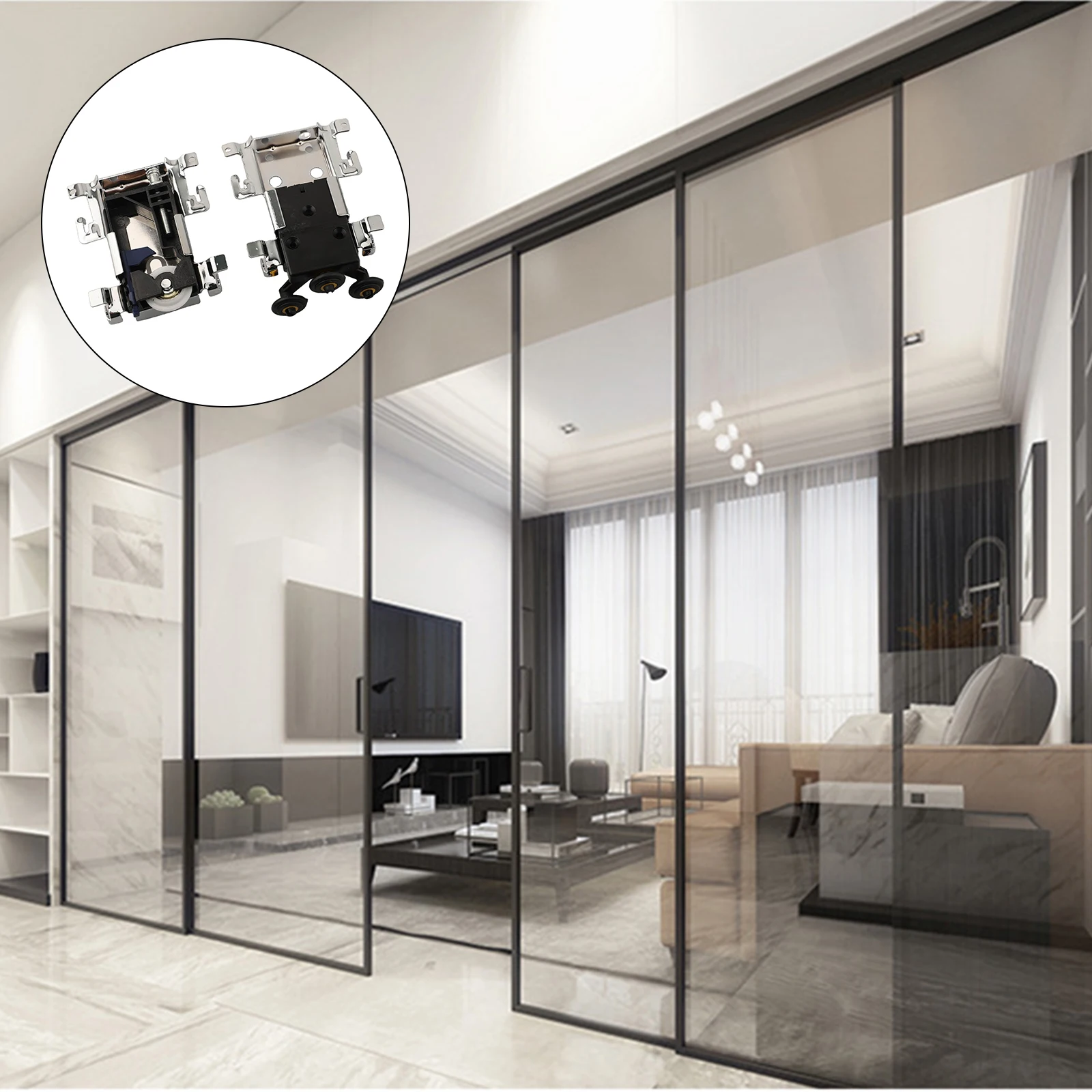 Old Style Wooden Door Sliding Pulley System Side Mounted for Wardrobe Doors Nylon Wheel Plastic Frame Iron Shell Build