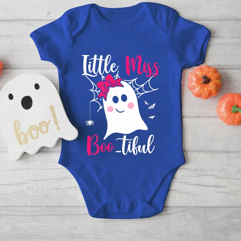 Halloween Cute Ghost Infant Cotton Jumpsuits Little Miss Bootiful Baby Girl Bodysuits Funny Halloween Cute Ghost Kids Clothing