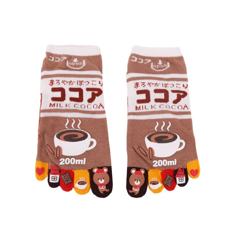 5 Pairs/lot Coffee Cotton Socks Cotton Five Finger Socks For Women Girls Causal Cute Toe Socks 5 Colors