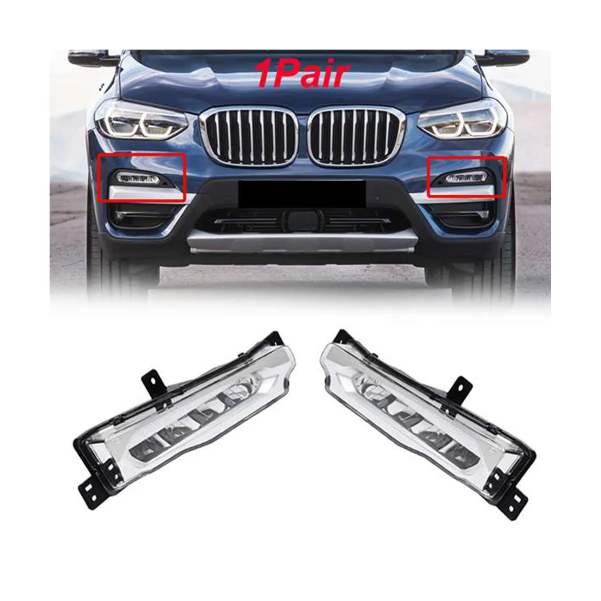 63177412527 Front Left LED DRL Fog Light for X3 X4 G01 G02 2017-2019 Driving Lamp Daytime Running Light Bumper Lamp