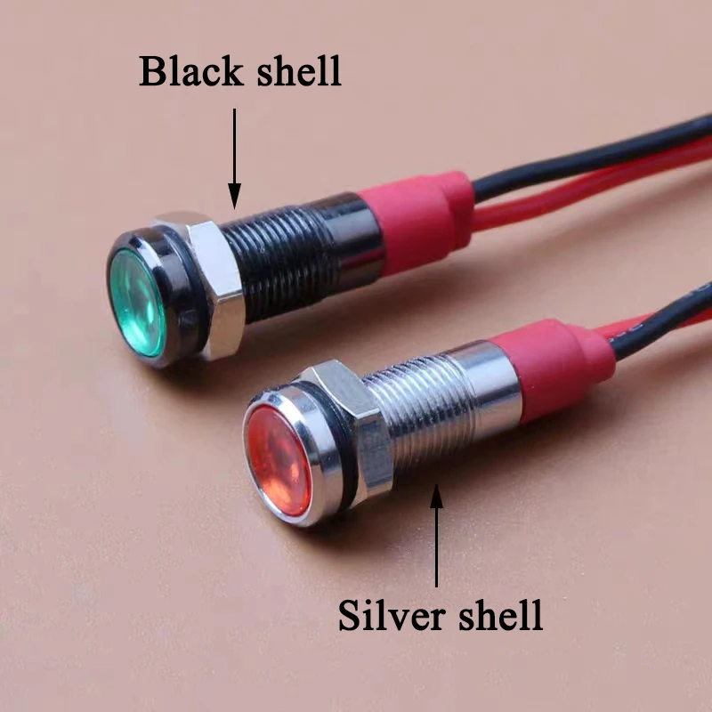 10mm Metal LED warning indicator light, IP67 waterproof signal light, pilot switch