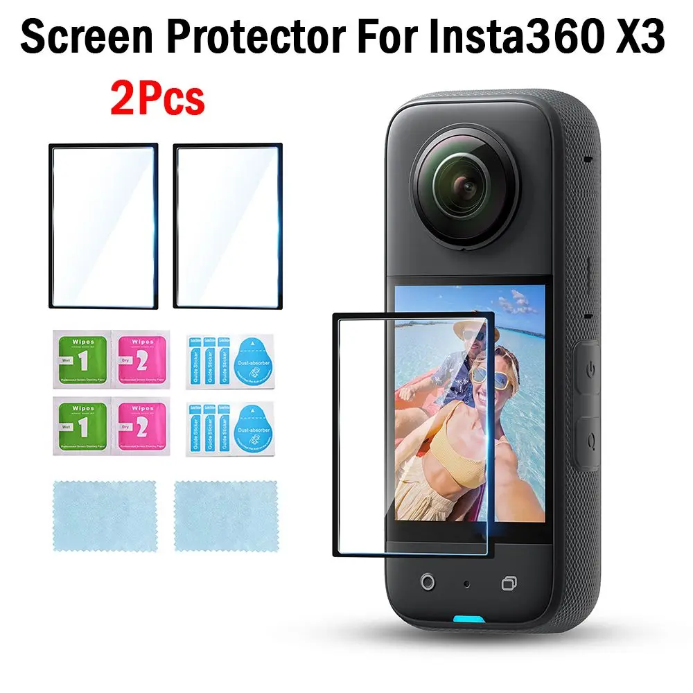 2Pcs Accessories Protection Action Camera Protective Films 3D Curved Full Cover Screen Protector For Insta360 X3