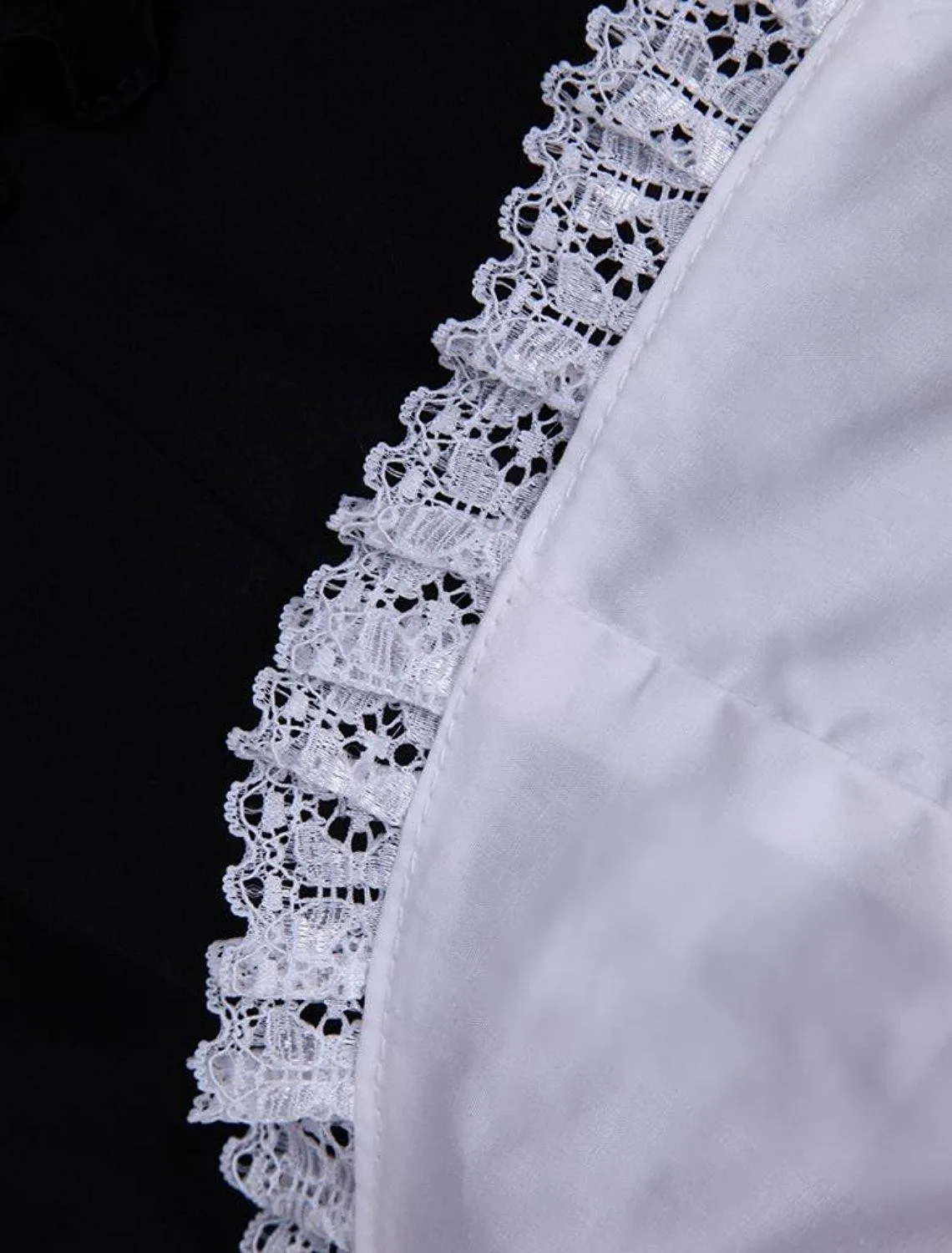 Ainclu Womens Cotton Lolita Suit Including White Short Sleeves Blouse And Black Lace Classic Lolita Skirt Free Shipping view 4