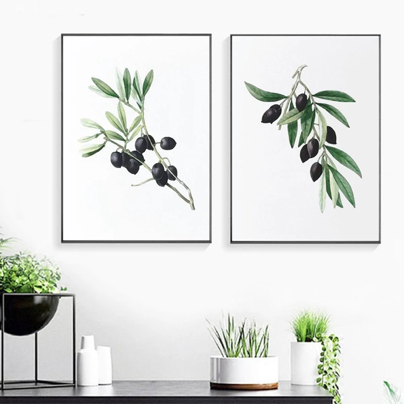 Olive Branches Green Plant Nordic Posters and Prints Wall Pictures Watercolor Botanical Art Diamond Painting Home Wall Art Dec
