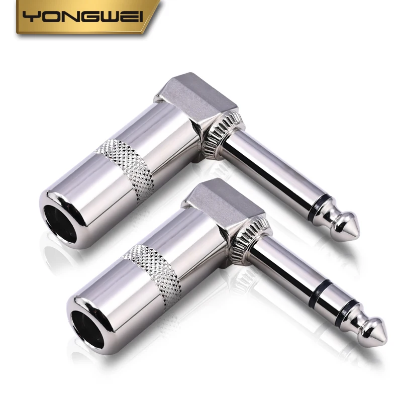 YONGWEI 6.35mm Mono/Stereo Audio bend plug male connector Guitar, amplifier, mixer, Speaker box,microphone 6.35 Audio plug