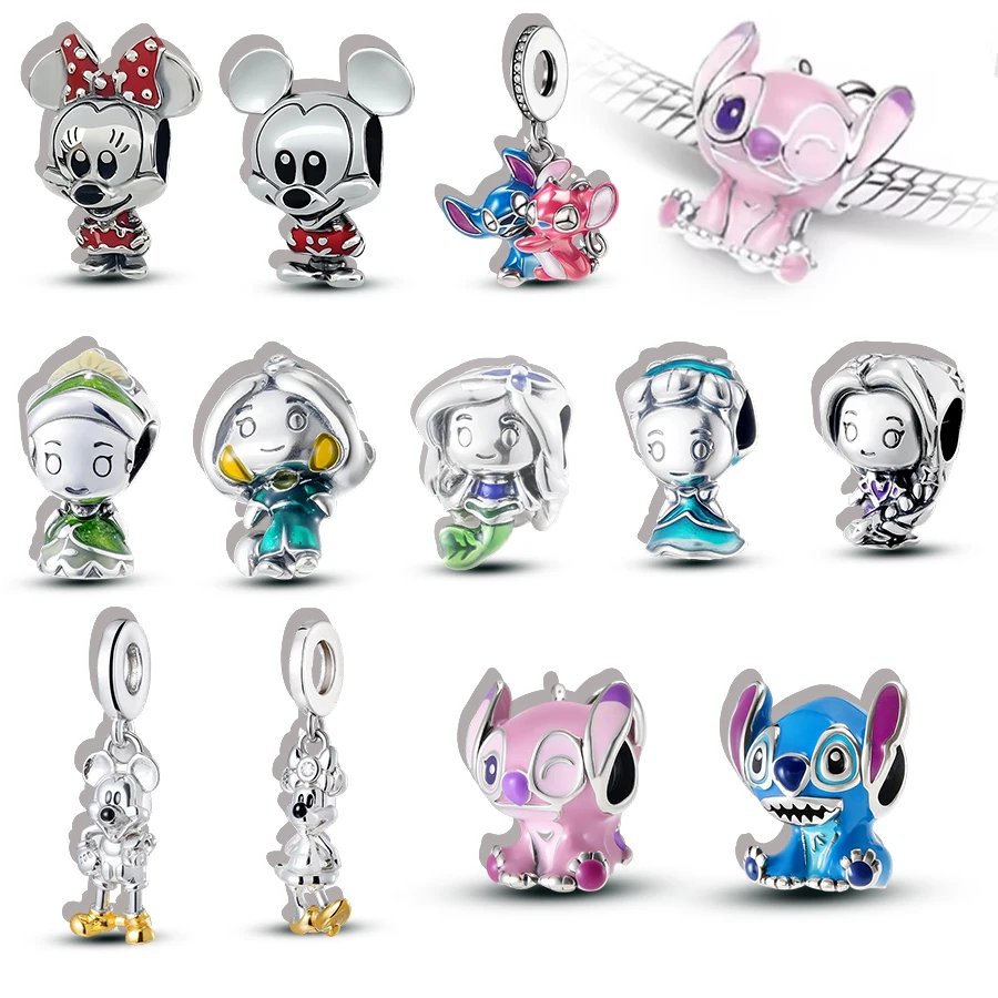 

Бусины с персонажами Диснея: Стич, Микки, Минни, Принцессы. Мультяшные бусины для европейских браслетов, для создания украшений своими руками, подарок для фанатов на годовщину.