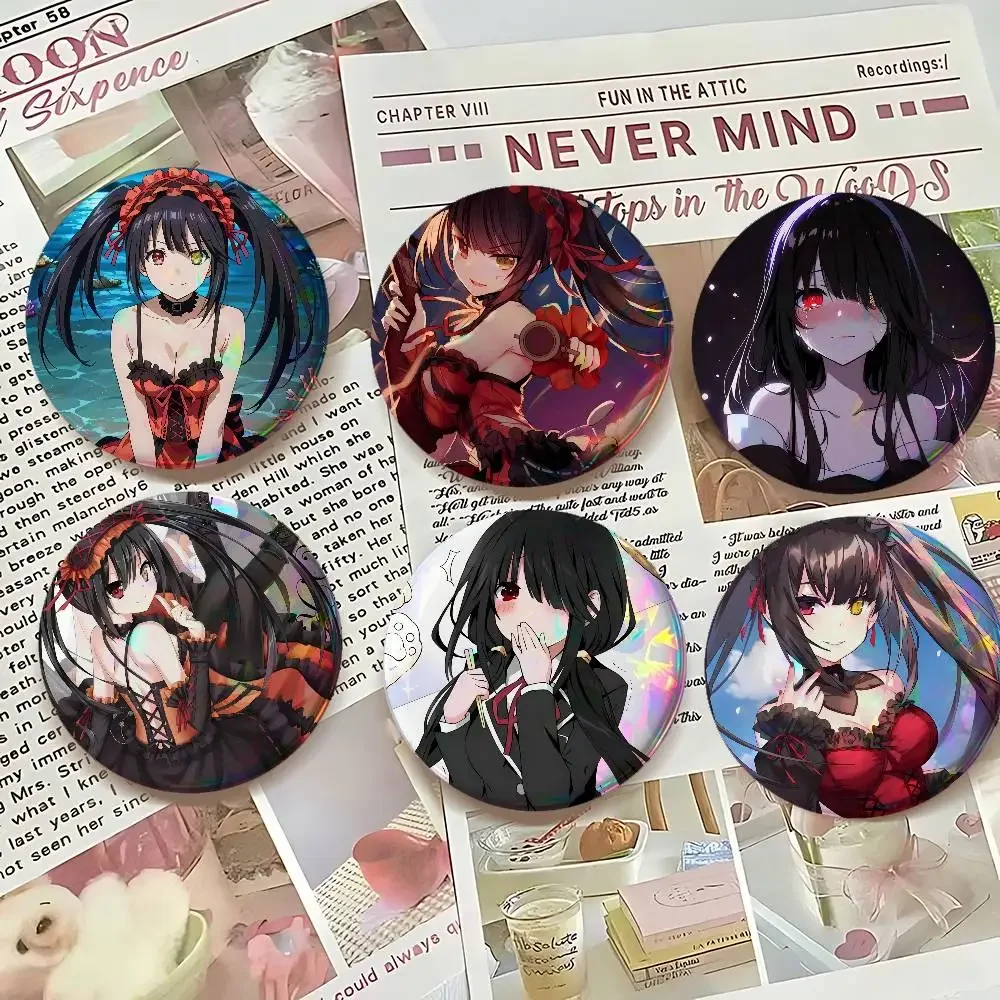 Tokisaki Kurumi Anime D-DATE A LIVE For Badge Custom Laser Hologram Enamel Pin Metal Lapel Brooch For Clothes Bag Accessory Gift
