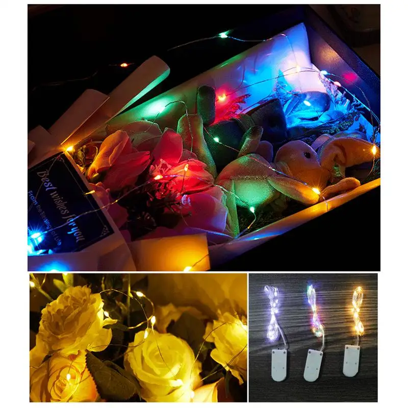 الأسلاك النحاسية الجنية أضواء بطارية تعمل LED سلسلة أضواء حفل زفاف داخلي عيد الميلاد الديكور أضواء جارلاند