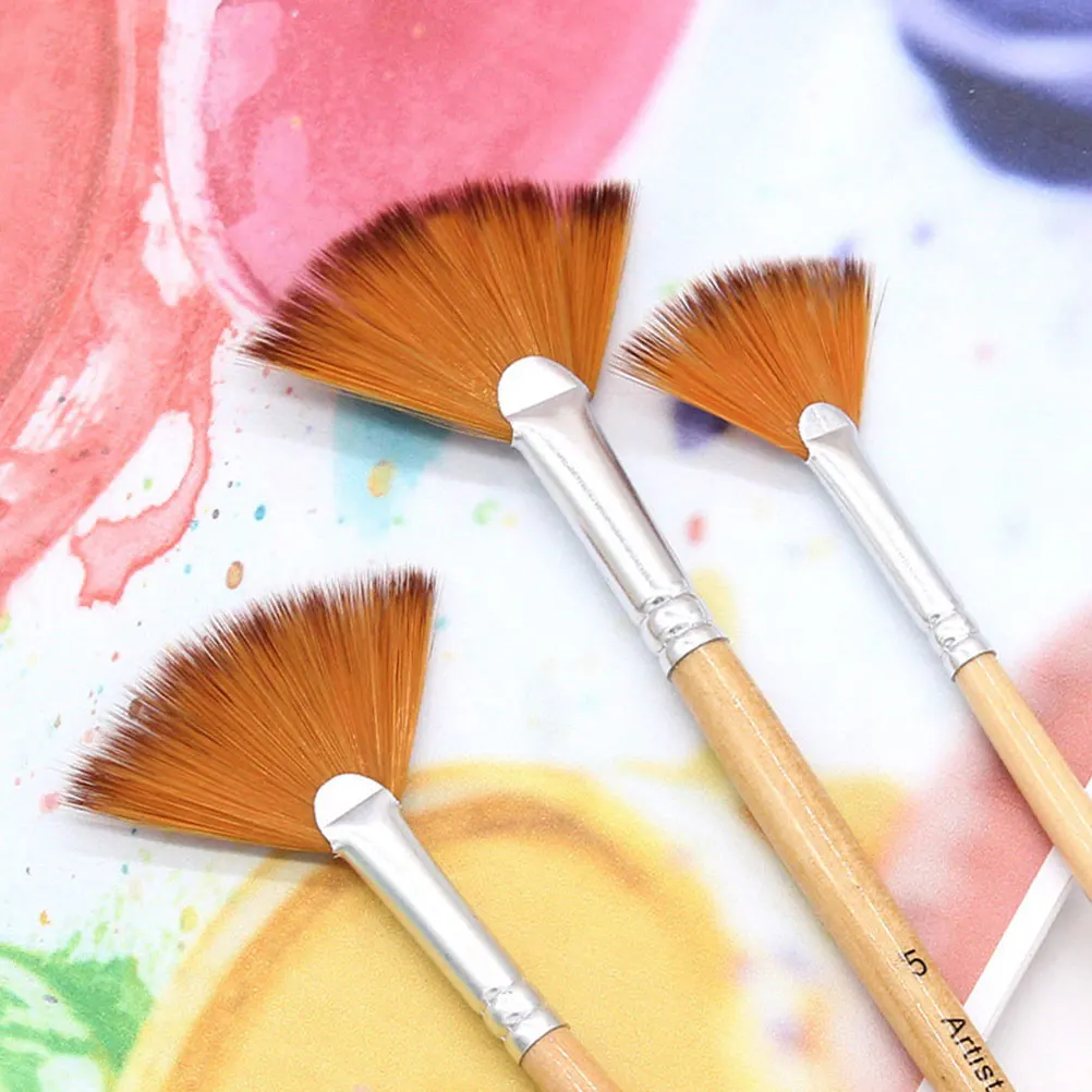 

10 Pcs Brushes Set Artist Tools Flat Fan Ergonomic Painting Brush Watercolor Sketch Accessories Stencil Design Painting Supply