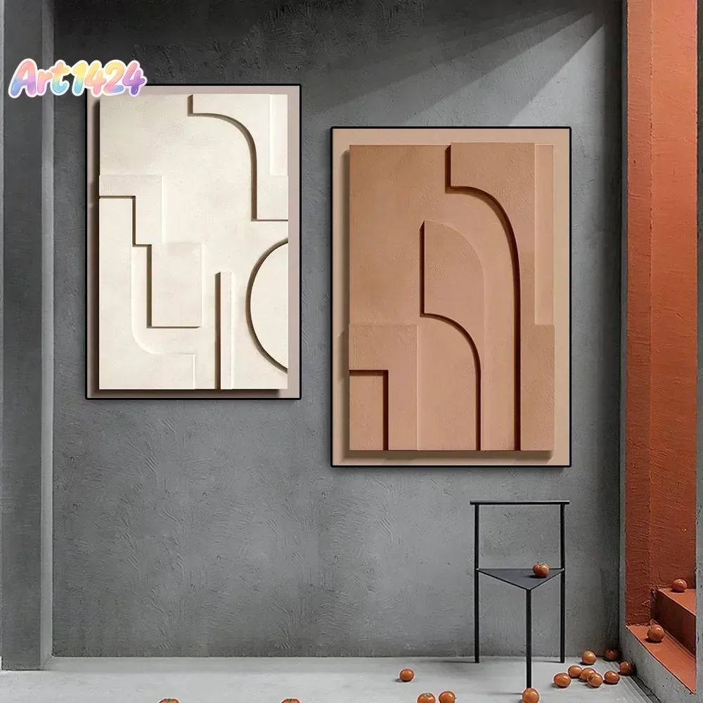 Geometric Abstract Art Canvas Paintings Wall Retro Lines Wall Art Prints Posters Pictures for Living Room Modern Home Decor