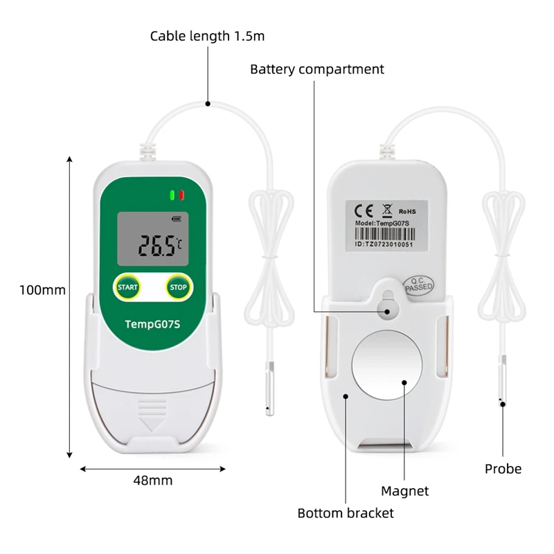 USB Temp & Humidity Data Logger นํากลับมาใช้ใหม่ RH TEMP Data Logger Recorder ความชื้นการบันทึกเมตร Tempg07s