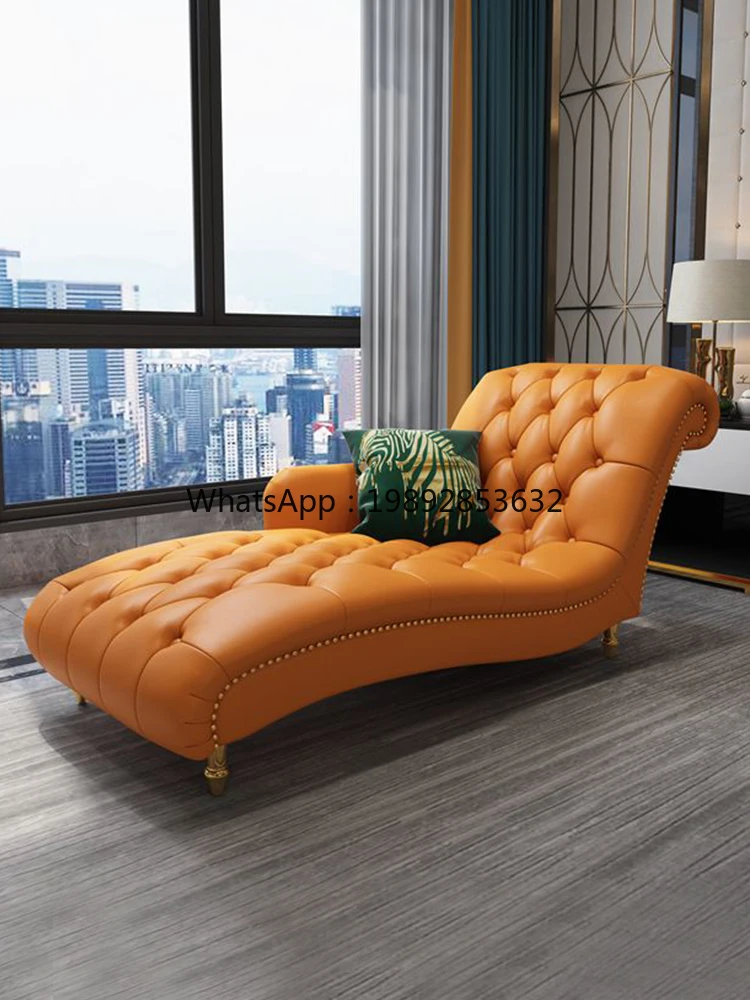 LYY Luxury Imperial Chair Genuine Leather High-End Modern American Style Small Apartment Living Room Imperial Beauty Couch