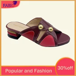 Italy 2026 Women's Mid-Heel Slippers Exquisite Metal Decoration Multi-Color Comfortable Fashion Banquet Slipper for Ladies