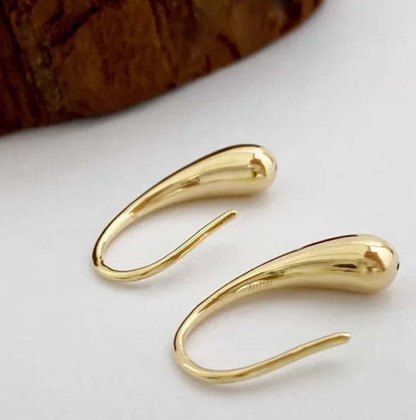 

18k yellow gold earrings white gold drop earring water drop earring karat gold jewelry