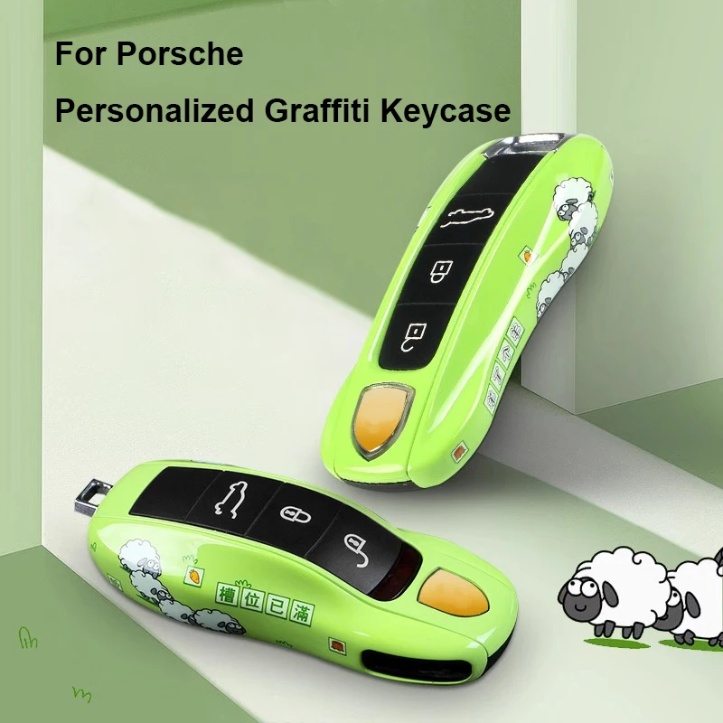

For Porsche Macan Cayenne 718 Cayman 911 Panamera Boxster Taycan 3-Piece Set Painted Car Key Cover Key Fob Shell Keycase
