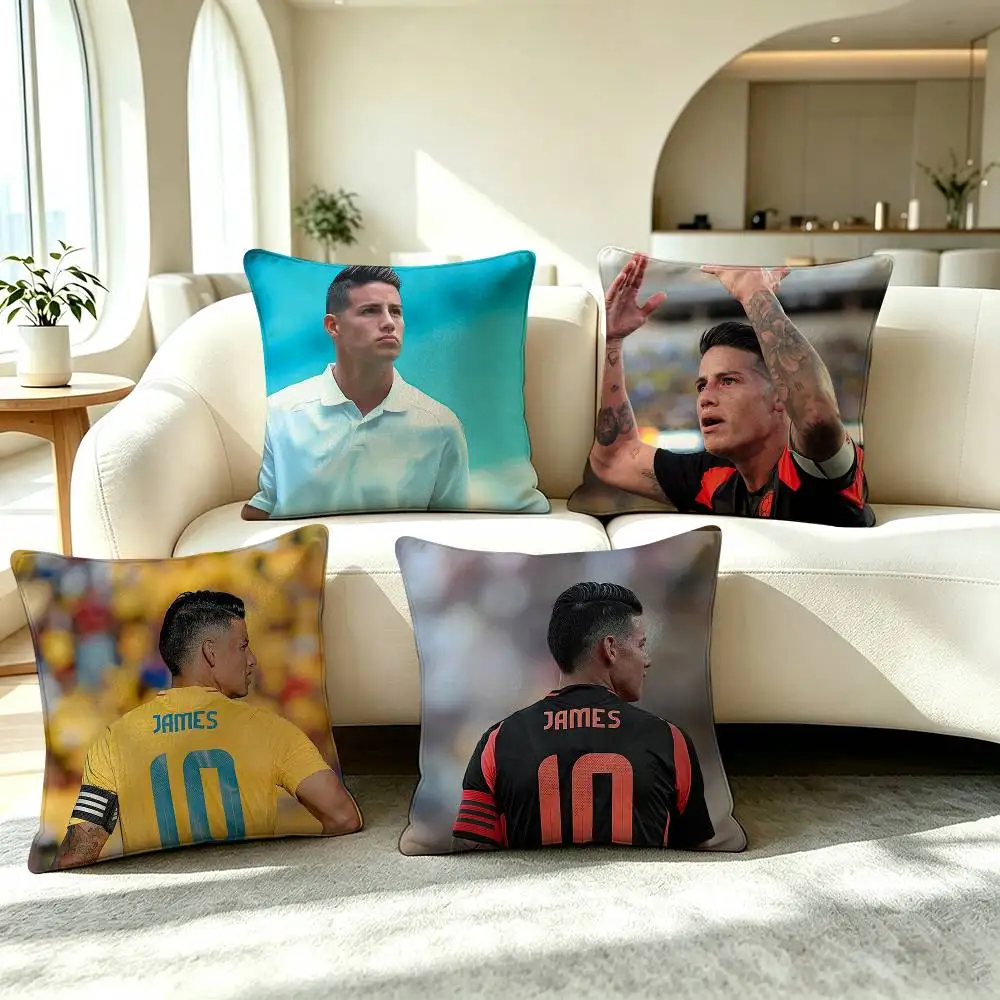 J-James Rodriguez Football Player Pillow Case Square Double-Sided Sofa Cushion Cover Bedroom Bedside Pillow