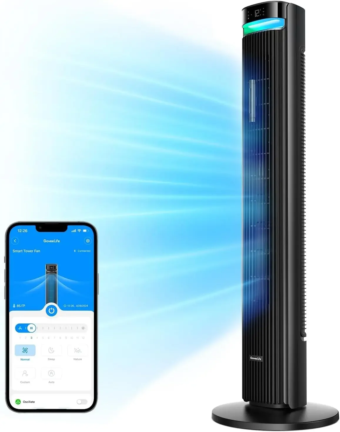 

Smart Floor Fan 150 Degree Oscillating App Voice Control 5 Modes 12 Speeds 26ft S 24H Timer 27db Quiet Cooling For Bedroom Home