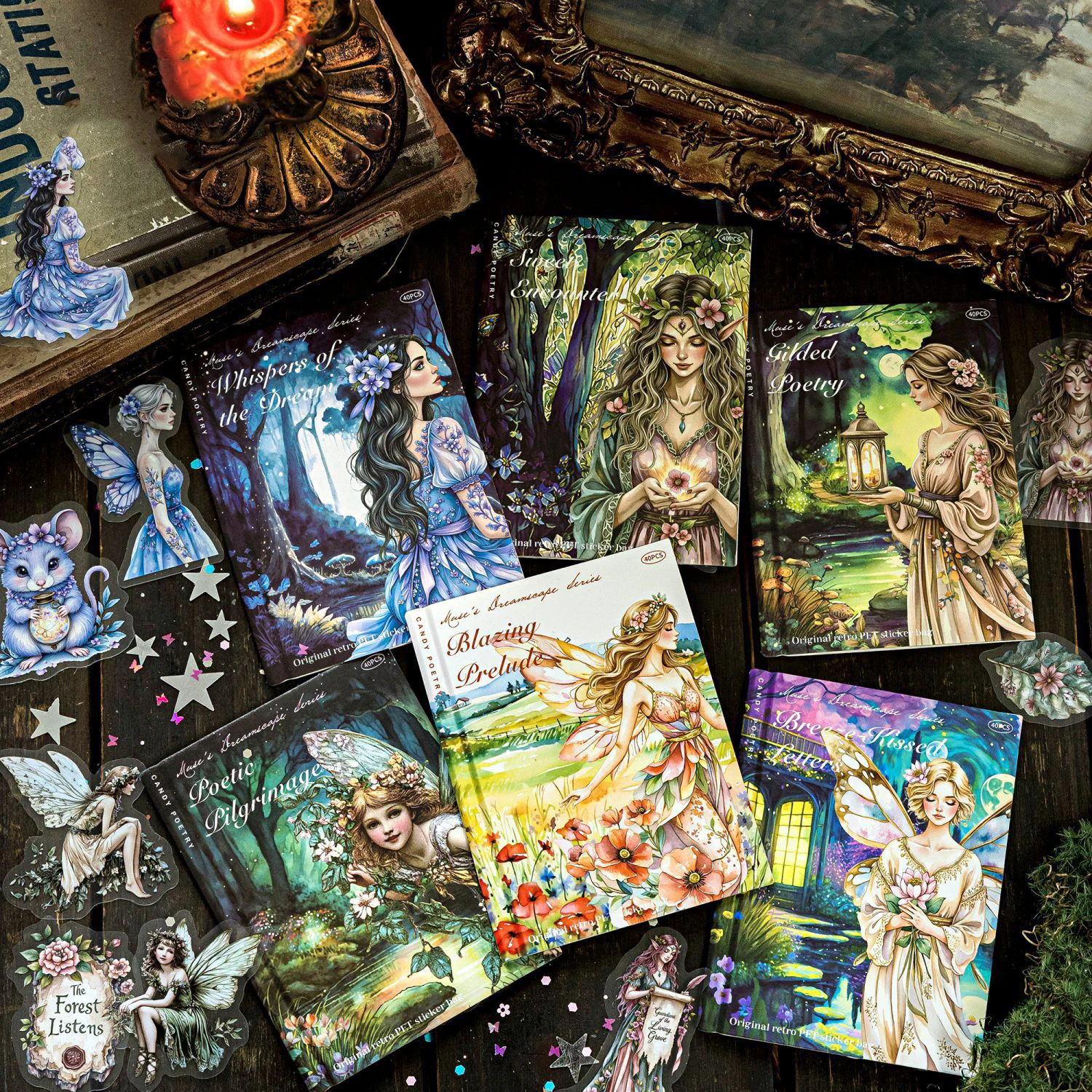 Muse Illusion Series Vintage Magic Elf Flower Character Landscape PET Sticker Creative DIY Journal Material Collage Stationery