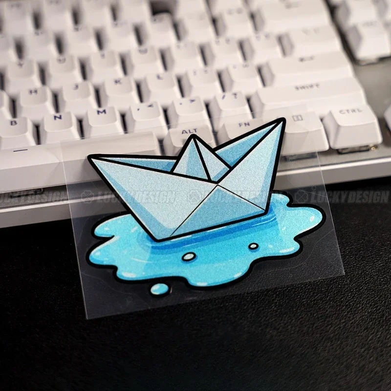 Paper Boat Splash Cute Vinyl Sticker Waterproof Scratch-Resistant Decal for Window Motorcycle Laptop Water Bottle Decor Style