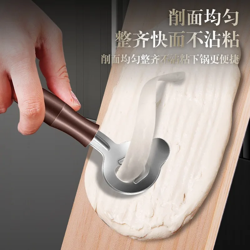 Compact And Handy Kitchen Utensil Noodle Cutter Sliver wood Wide Mouth Design 304 Stainless Steel Aluminum Components