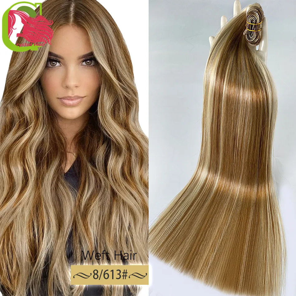 Human Hair Bundles Weft Extensions Weave Bundles Remy Silky Straight Brazilian Hair Invisible Sew in Blonde Hair 16-28inches