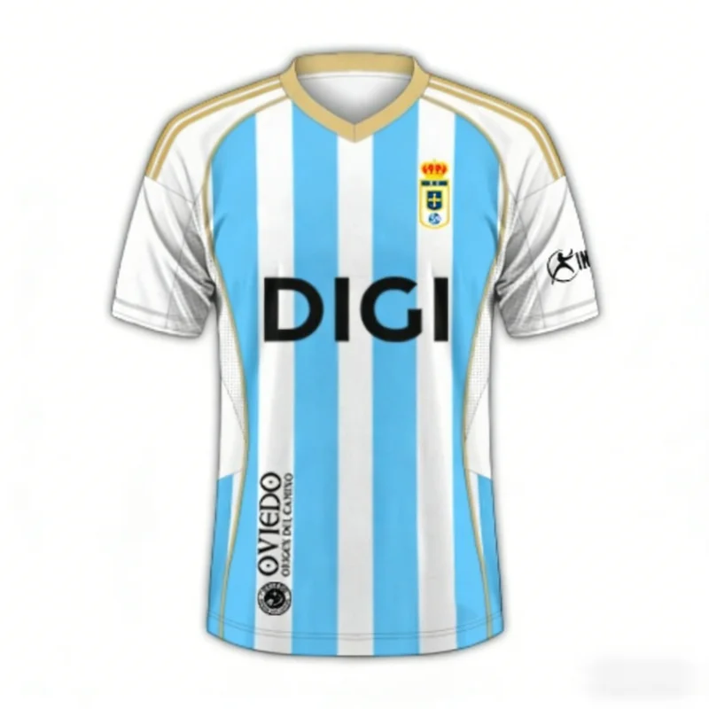 Nueva Camiseta de Visitante del Real Oviedo Centenario 2026, Unisex, Manga Corta, Verano, Transpirable, Moderna, Suave, para Uso Diario, Familiar y Niños