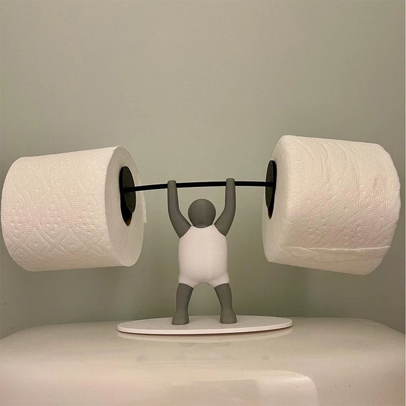 

3D Printing Fitness Weightlifting Figure Toilet Roll Paper Rack Fun Tissue Storage Rack Practical Bathroom Decoration Decoration