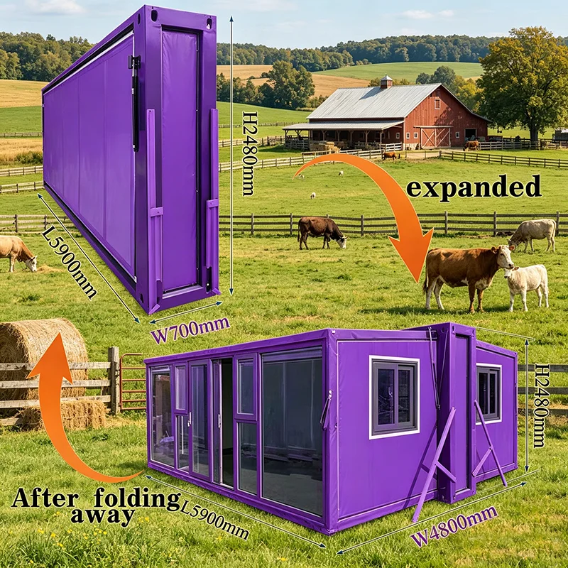 2‑Bedroom Foldable Prefab 20ft Container House Customized Modular Home Insulated Portable Cabin For Extended Family Living