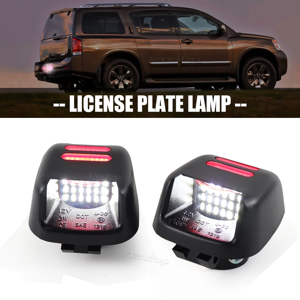 2Pcs LED License Plate Lights Number Lamp Rear Indicator 18SMD For Nissan Navara D40 Frontier Armada Titan Xterra Suzuki Equator