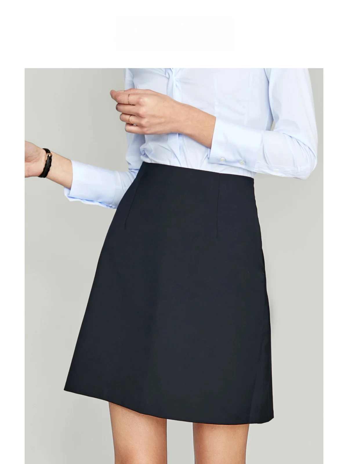 

Professional A-Line Skirt High Waist Workwear Black Slimming Formal Skirt Summer Office Uniform Polyester Blend Skirt