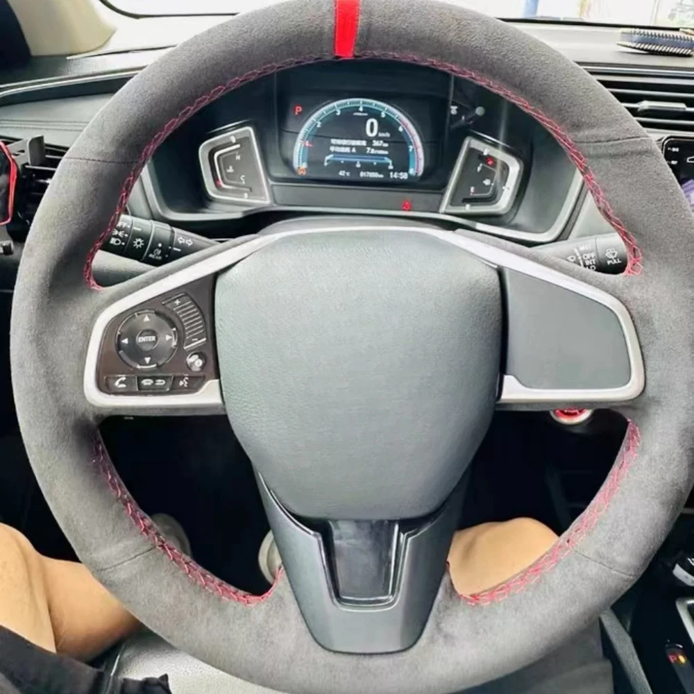 

Чехол рулевого колеса автомобиля противоскользящая и удобная замша для Honda Civic 10 поколения 2016 2017 2018 автомобильные аксессуары для интерьера