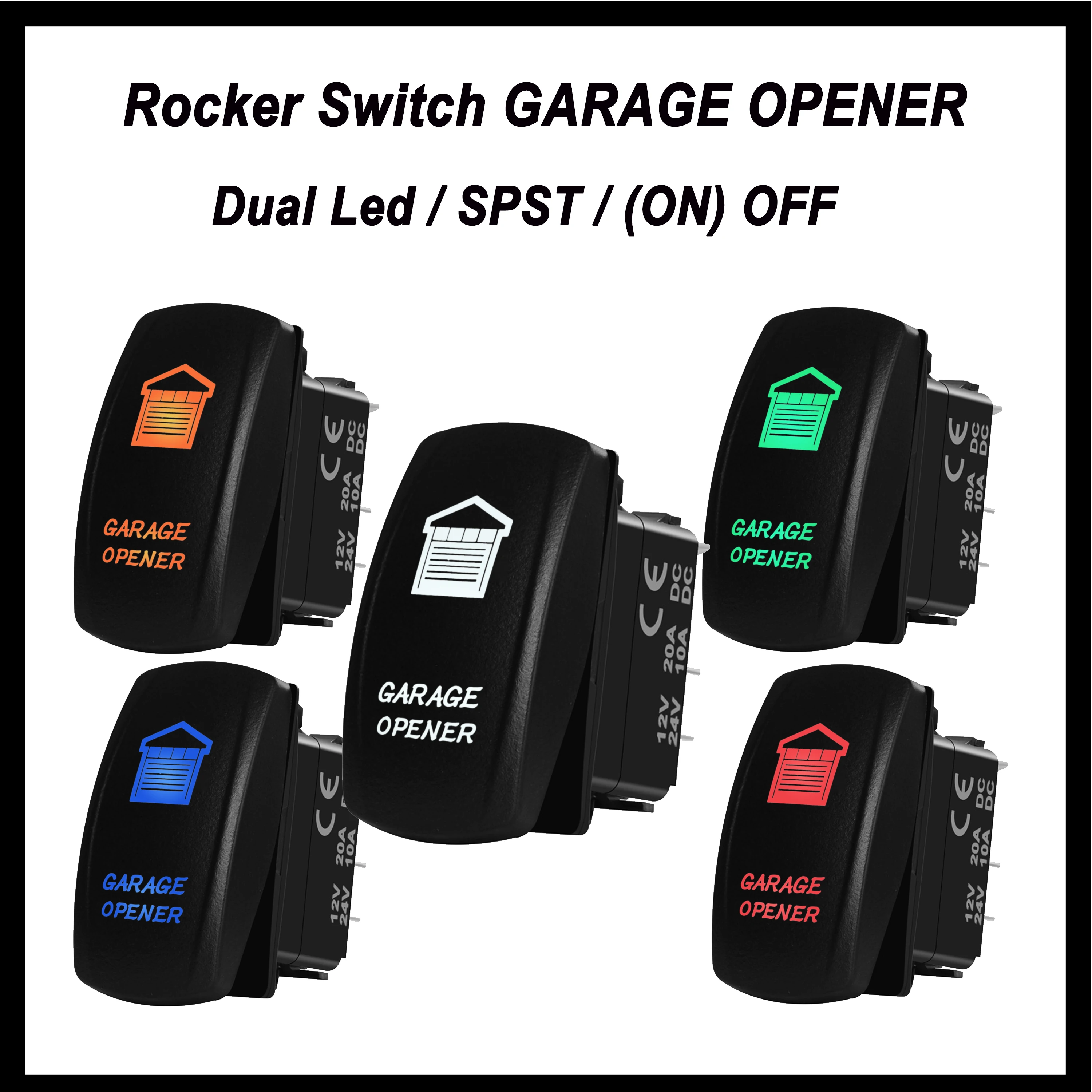 12V/24V Momentary Rocker Switch Garage Opener 5 Pin SPST (ON) OFF Waterproof Toggle Switch Universal ATV SUV OFF ROAD CAR BOAT