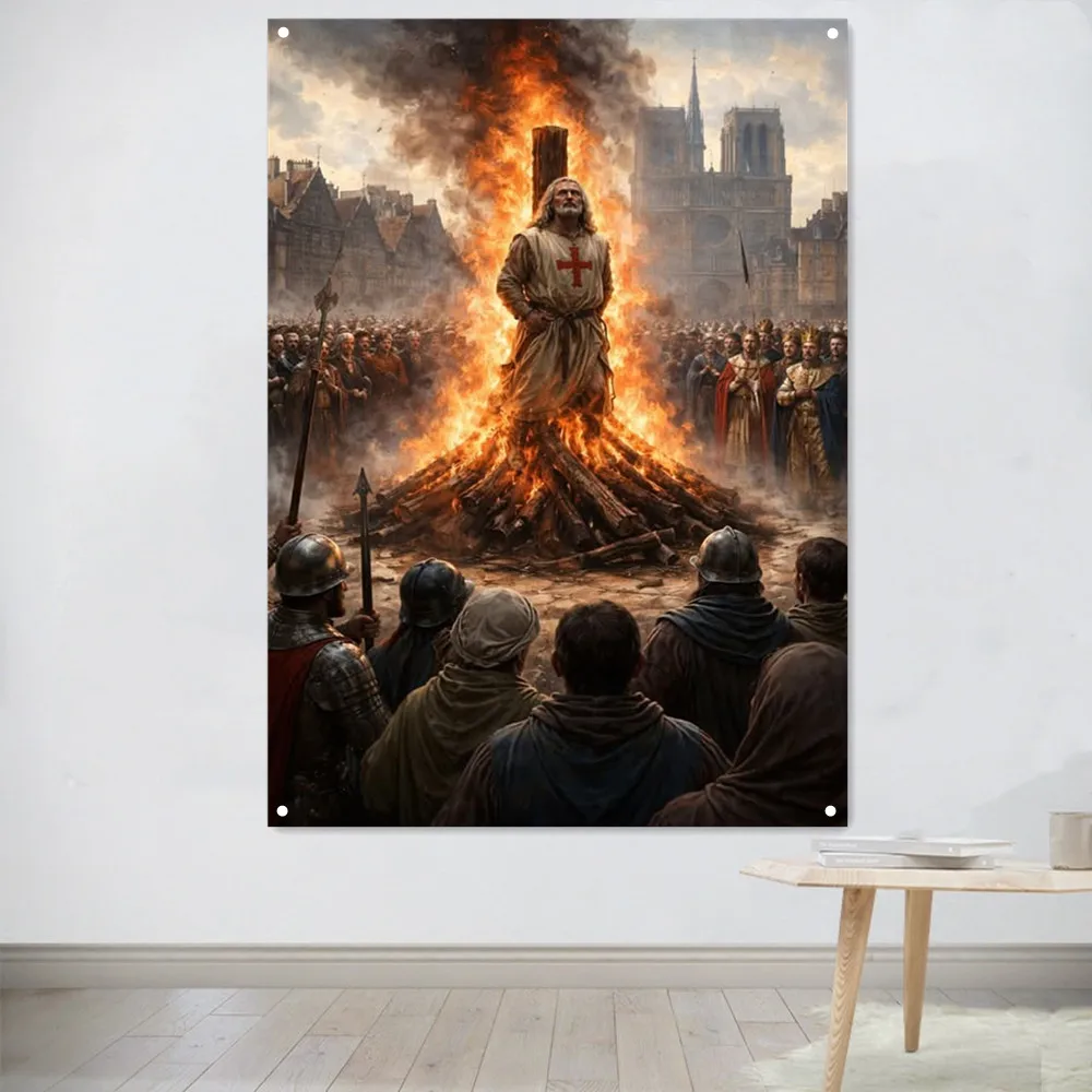 Medieval Middle Ages Knights Templar Flag Tapestry Vintage Wall Decor Banner Crusader Warrior Poster Wall Painting Tapestries 8