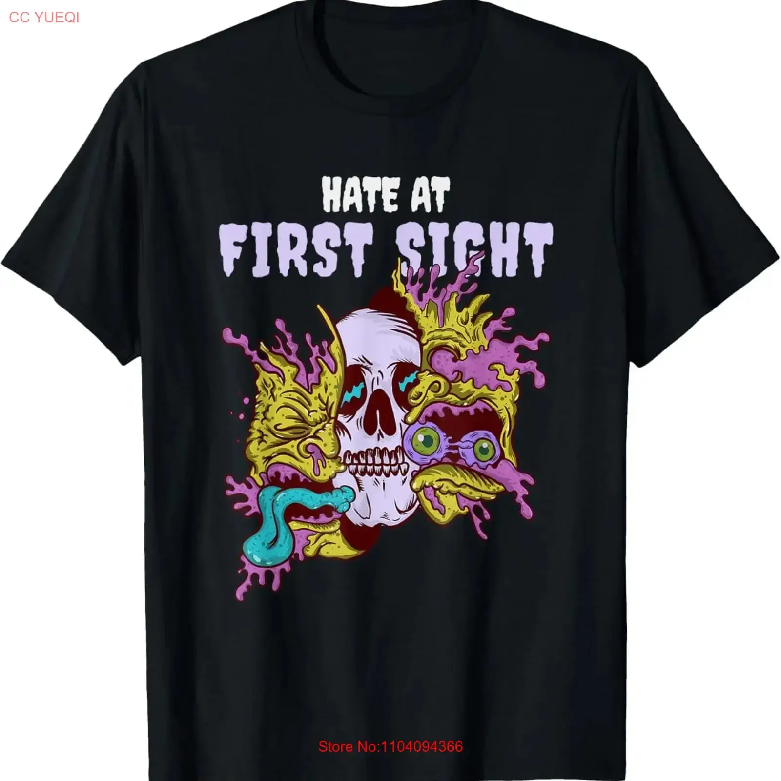 Hate at First Sight Halloween T Shirt vintage Washed Comfortable Top For Everyday Wear Versatile designer clothes fashion