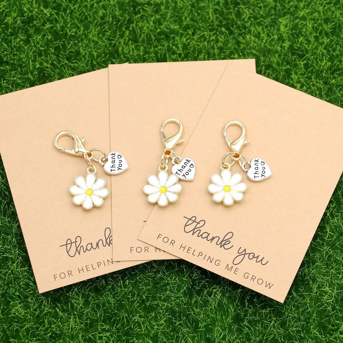 5pcs Elegant Charm Heart & Flower Keychains Inspirational Cards Daisy Tulip Hydrangea Cherry Blossom Birthdays Weddings Festive - AliExpress 36 - Image 3