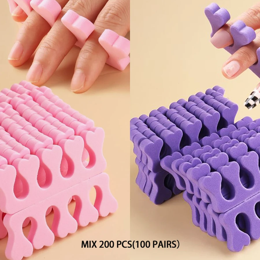 100.200 teile/paket Nail art Zehenspreizer Finger Füße Schwamm Weiche UV Gel Polnisch Schönheit Werkzeuge Maniküre Pediküre Pack Nagel Kits