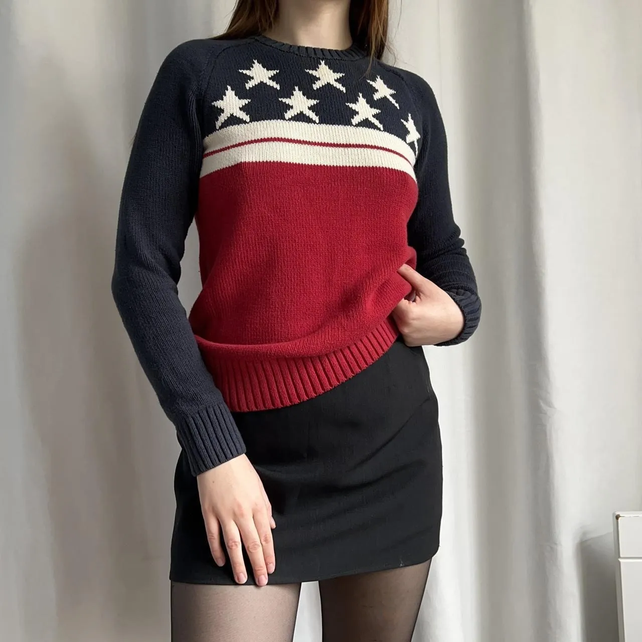 Women Knitted Sweater Sleeve Streetwear High Street Warm  Amercia Embroidery Sweater Pullovers Autumn Winter New Long