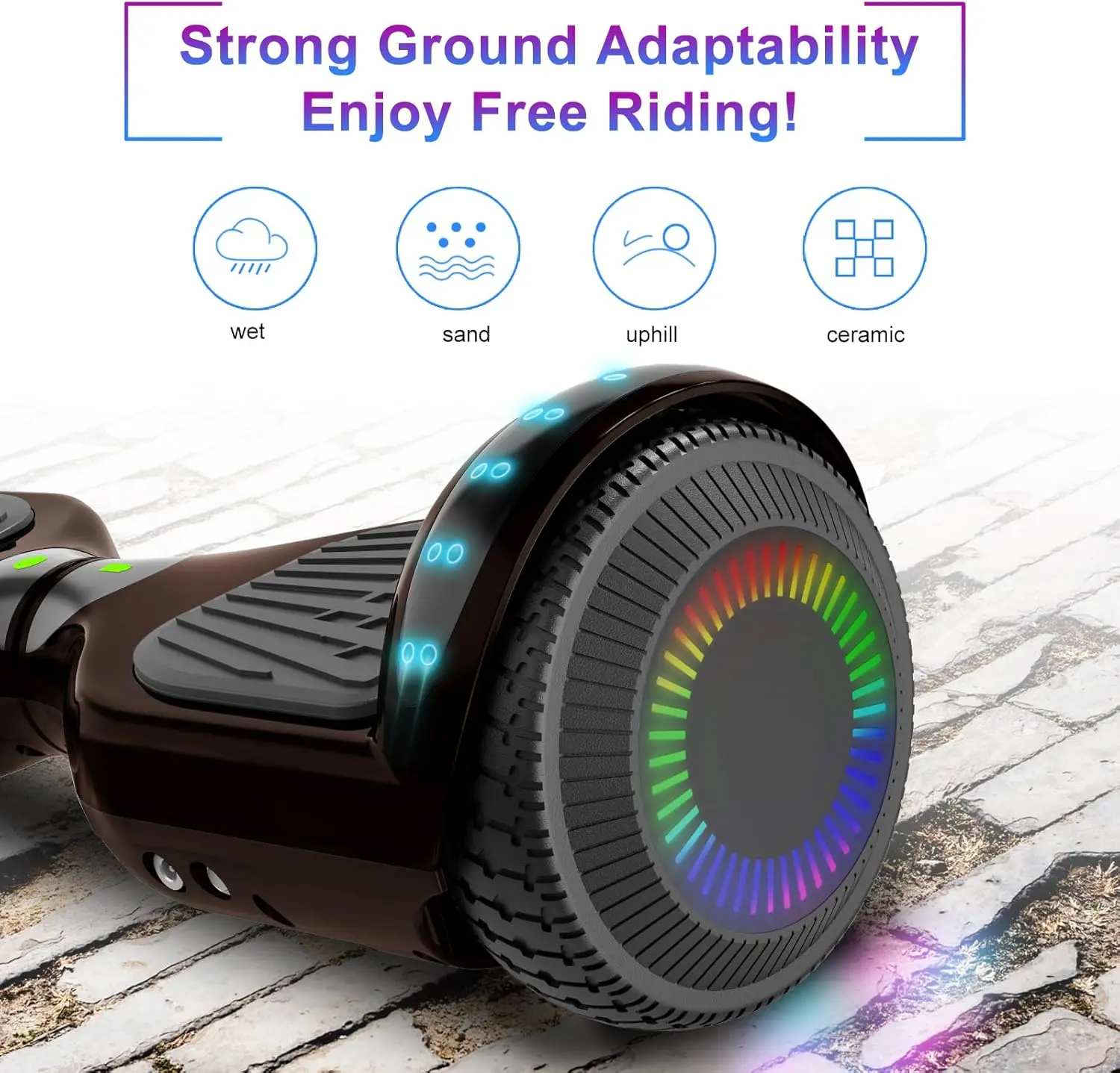 Hoverboard, with Bluetooth and Colorful Lights Self Balancing Scooter