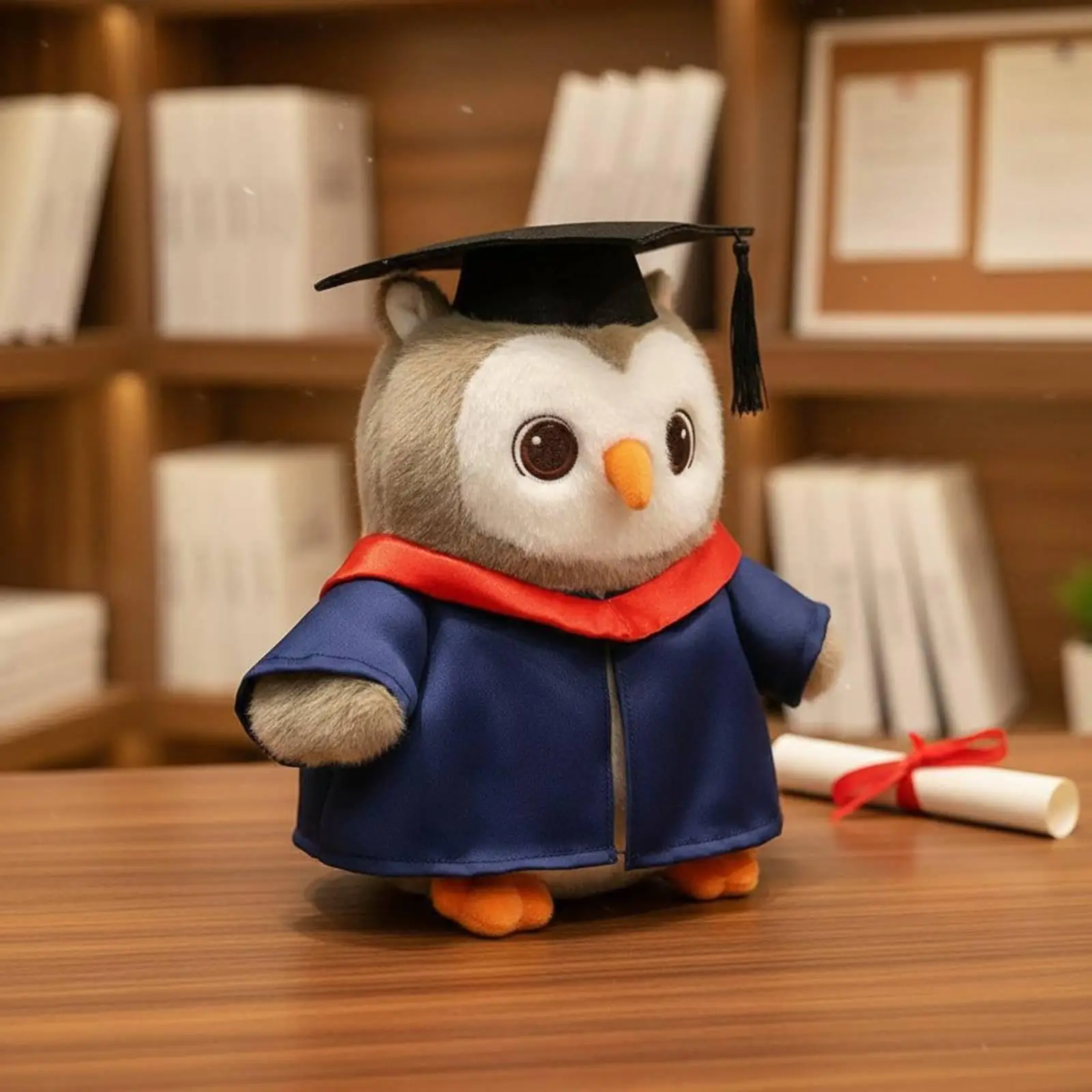 Stuffed Graduation Academic Robe Plush Doll Owl Toy Gift for Students Office Room Decoration