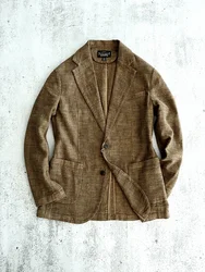 Amekaji Wear Clothes Men Vintage Cotton Linen Business Casual Suit Coat Spring And Autumn Good Quality Breathable Suit