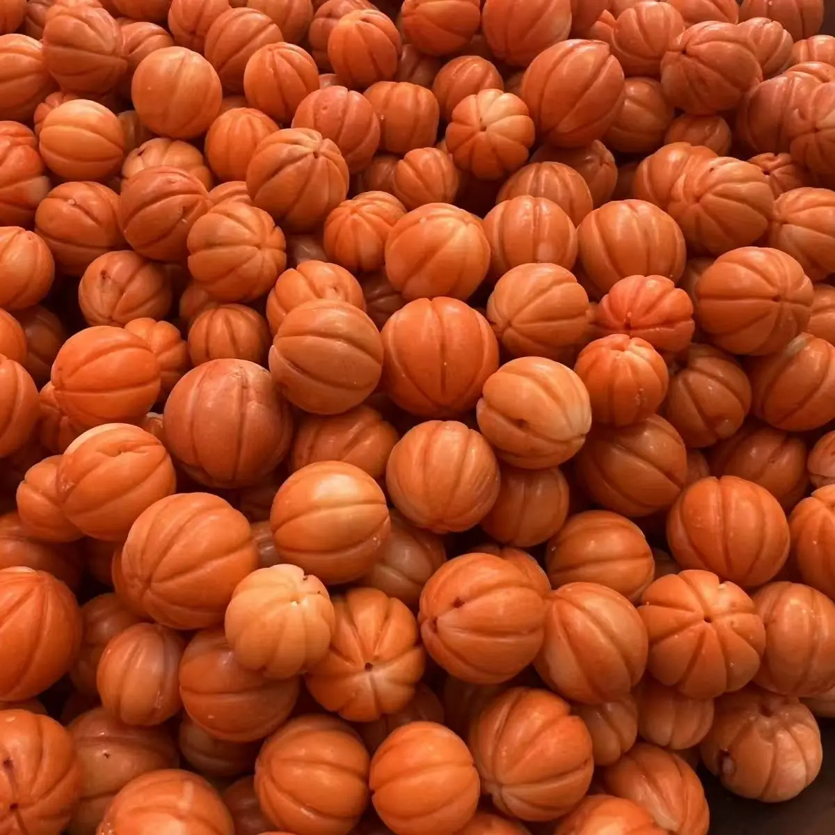 1piece pink orange Coral carved pumpkin pillar full hole beafWholesale for DIY for jewelry gems stone
