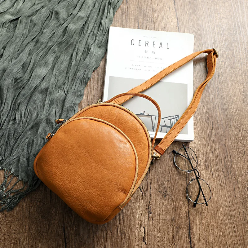 Handmade Vintage Genuine Leather Bagpack Women Backpack 2026 New Leisure Soft Cowhide Solid Color Travel Bag