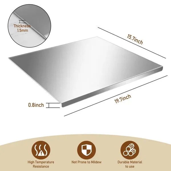 Cutting Boards for Kitchen, Large Stainless Steel Baking Boards with scraper, Suitable for Bread, Meat, Vegetables, (19.7 x 15.7
