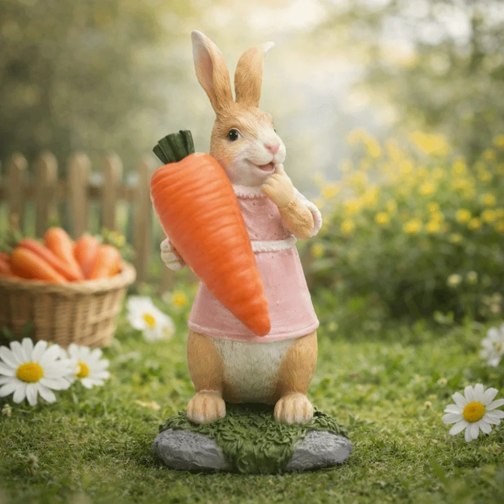 Hand-Painted Easter Bunny Figurine DIY Resin Easter Bunny Ornament Cute Appearance Simulation Bunny Resin Rabbit Decoration
