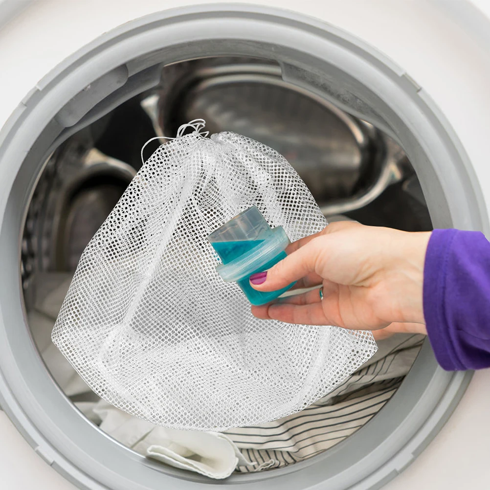

3Pcs Drawstring Mesh Laundry Bags Clothes Washing Bags Polyester Travel Organizer Storage Protection Pouches
