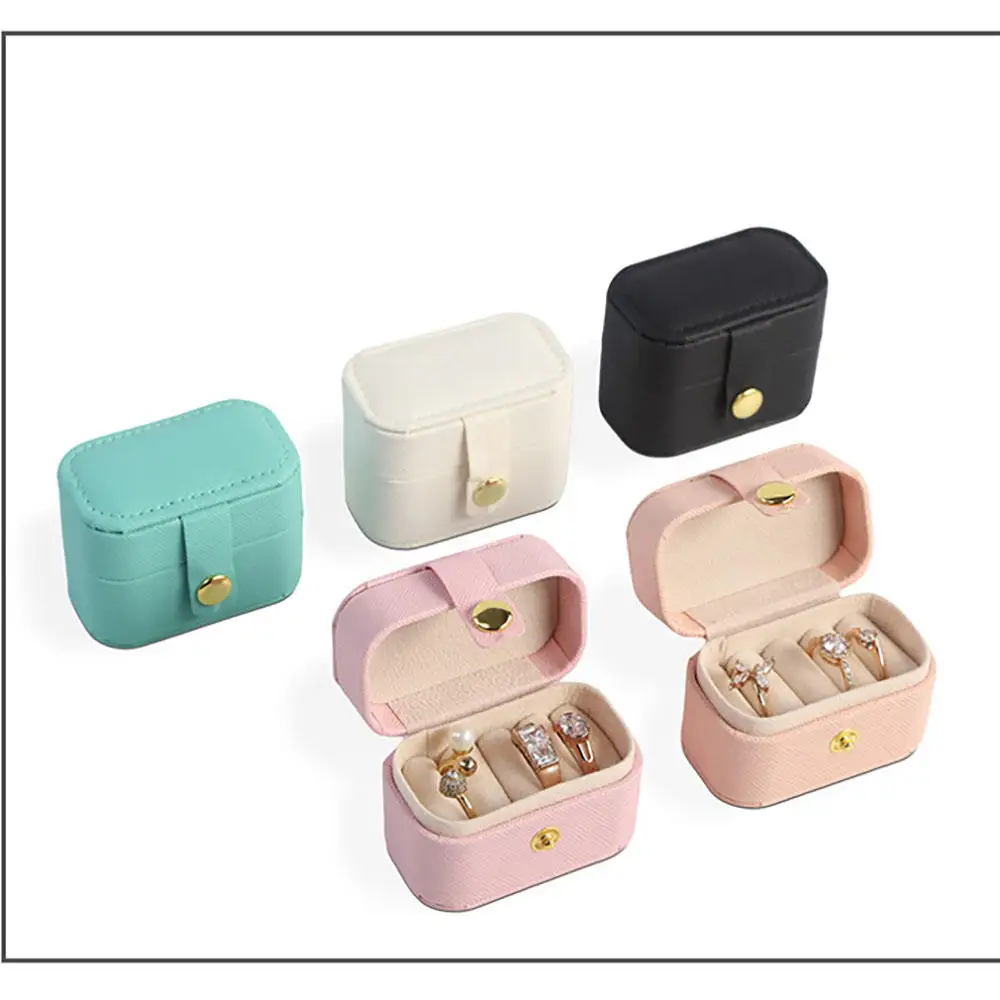 

Mini Ring Box Portable Small Jewelry Organizer Display Travel Simple Party Gift Case Boxes Leather Earring Necklace Holder